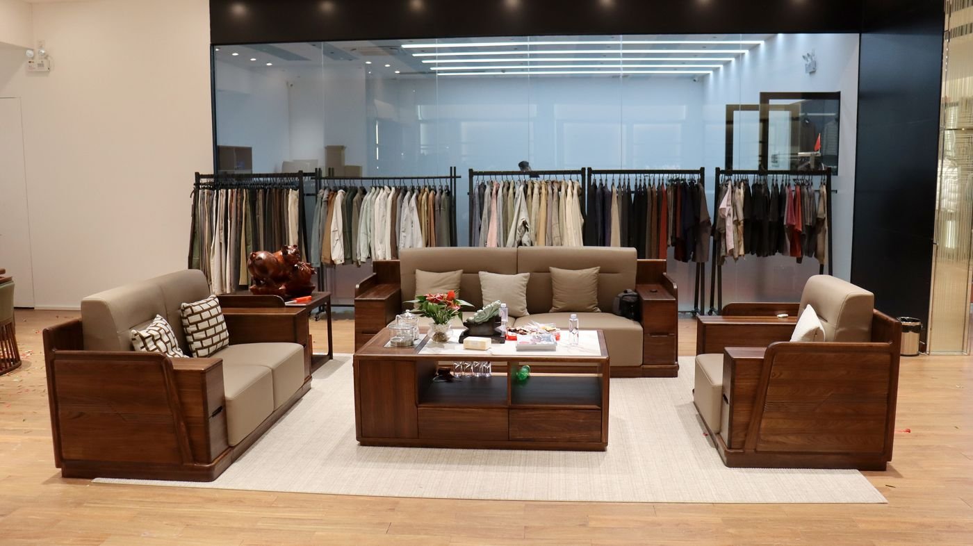 Lounge seating area inside the SAZ Atelier Guangzhou showroom