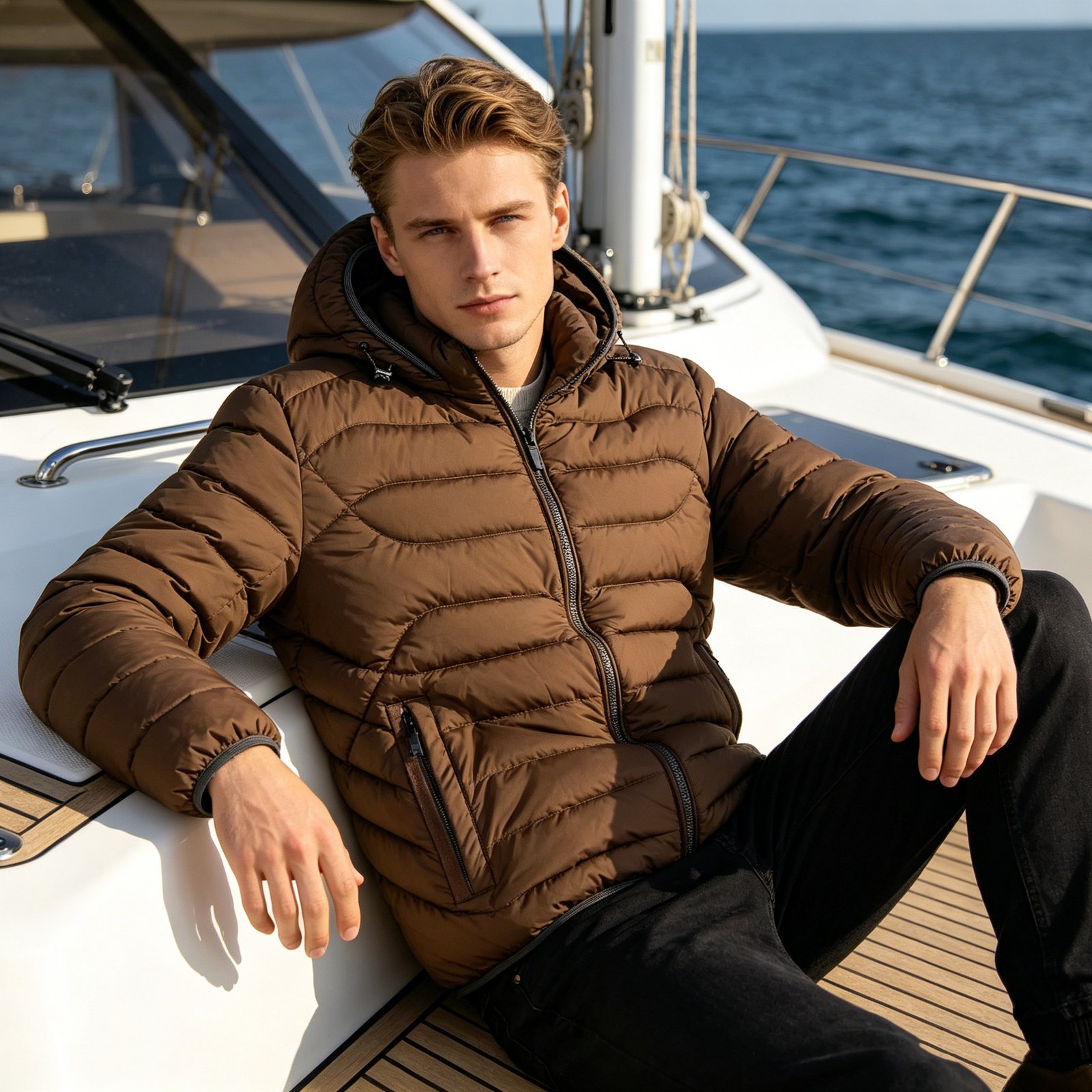 Spandex Hem Binding Men's Insulated Jackets