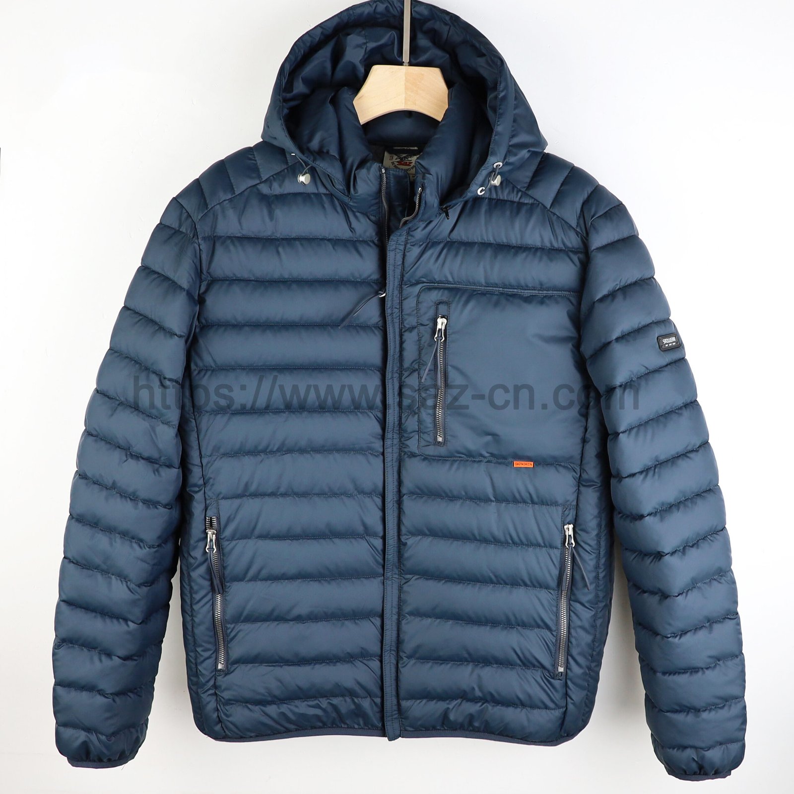 Comfort Navy Hooded Puffer Jacket For Men – view 2