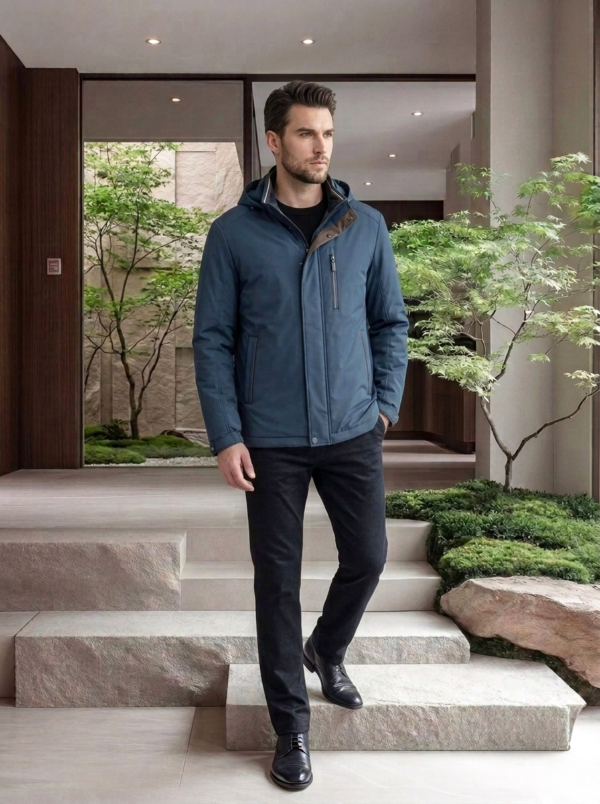 A Ribbed Casual Business Jacket In Contrasting Colors Exudes Masculine Charm