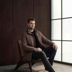 Brown Luxury Minimalist Men's Casual Stand-Collar Jacket