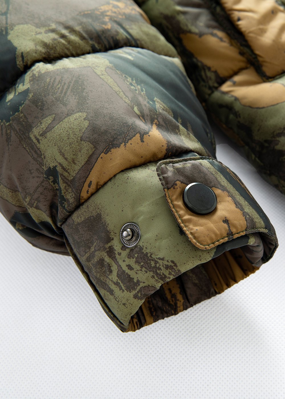 longline puff padded parka coat in camo – view 4