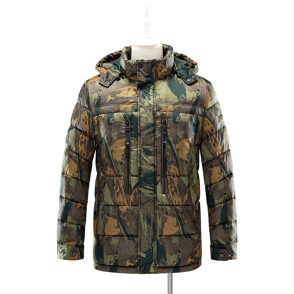 longline puff padded parka coat in camo – view 6
