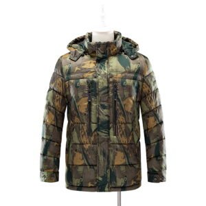 saz-c8001 longline puff padded parka coat in camo