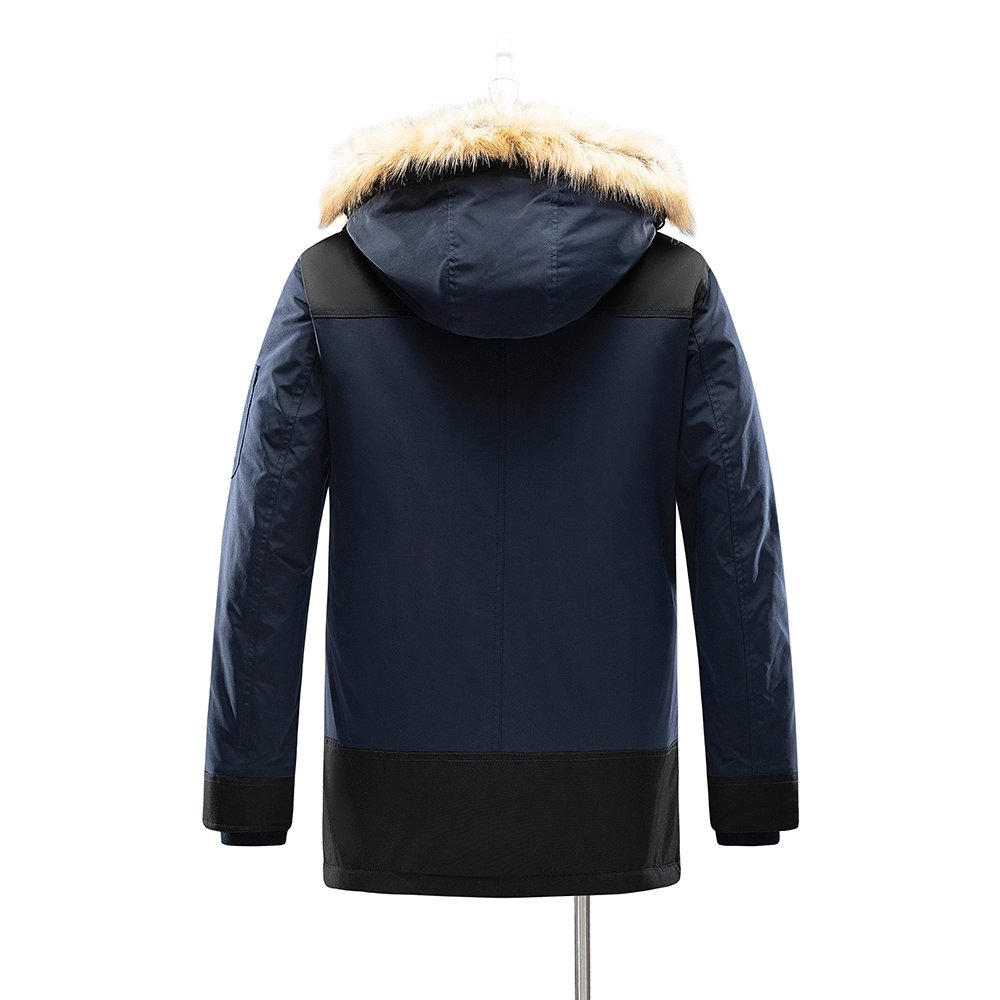 men's parka with a faux fur-hood with top stitching – view 8