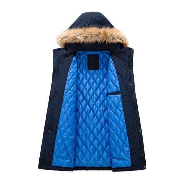 saz-c8026 men's parka with a faux fur-hood with top stitching