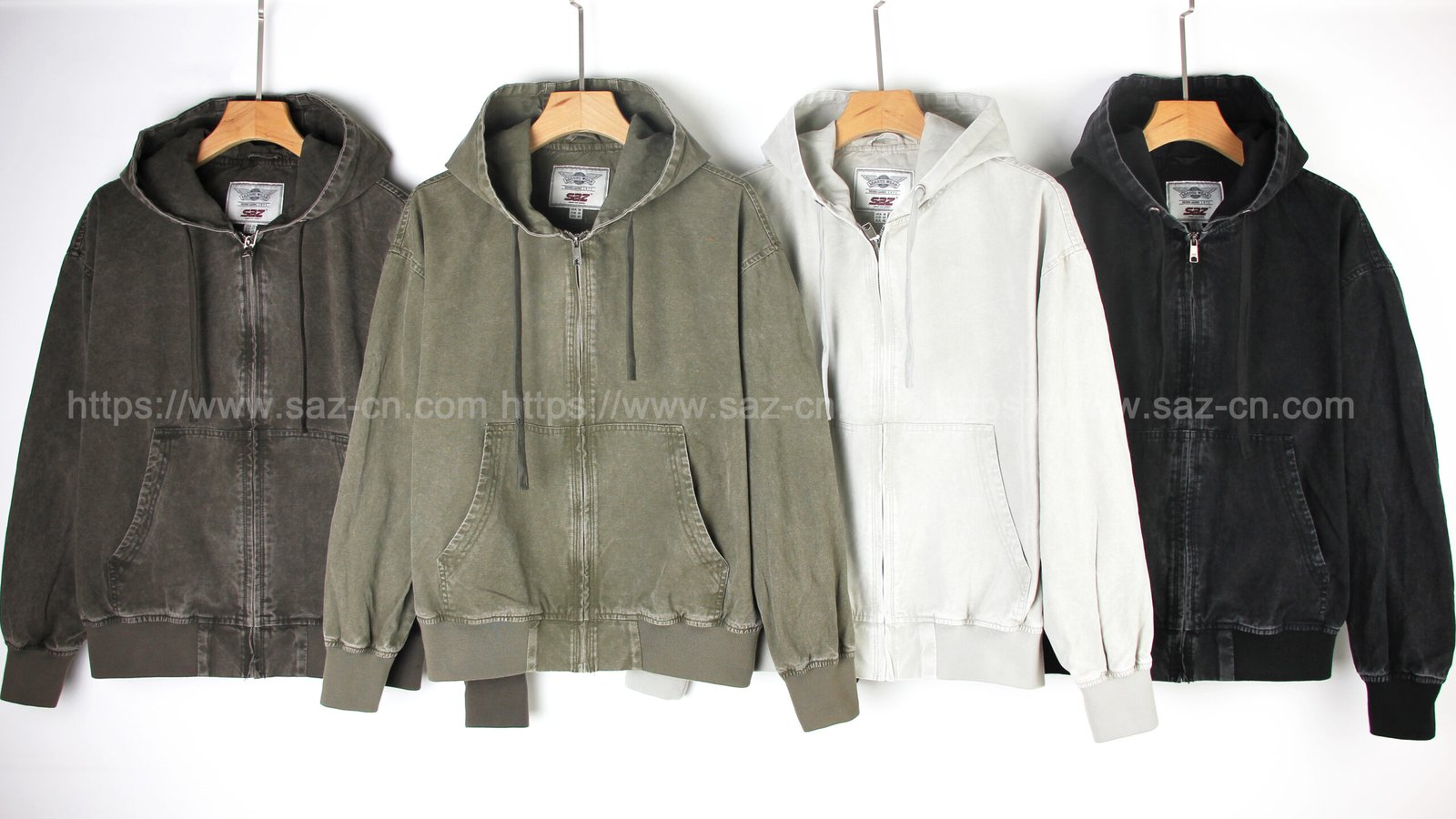 full-zip hooded jackets washed sweatshirt – view 3