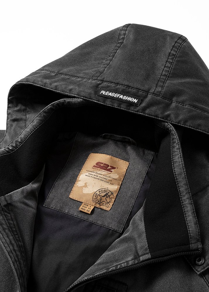 vintage washed jacket with detachable hood – view 3