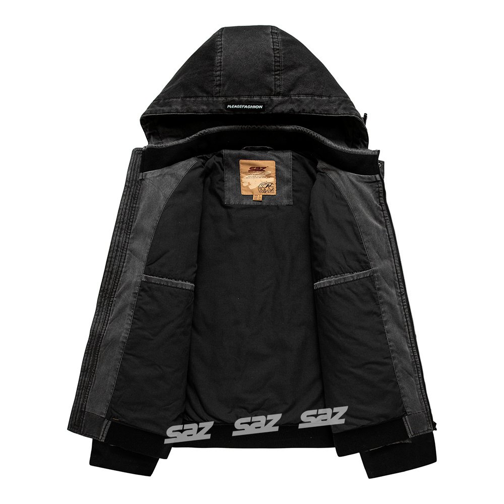 vintage washed jacket with detachable hood – view 7