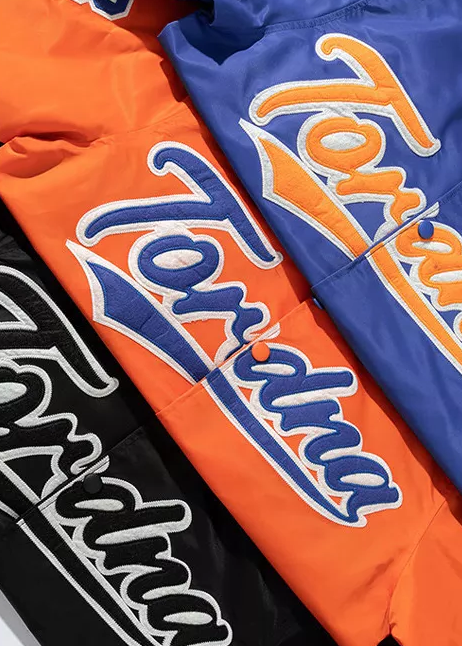 Hip Hop Oversized Varsity Bomber Jacket In Orange