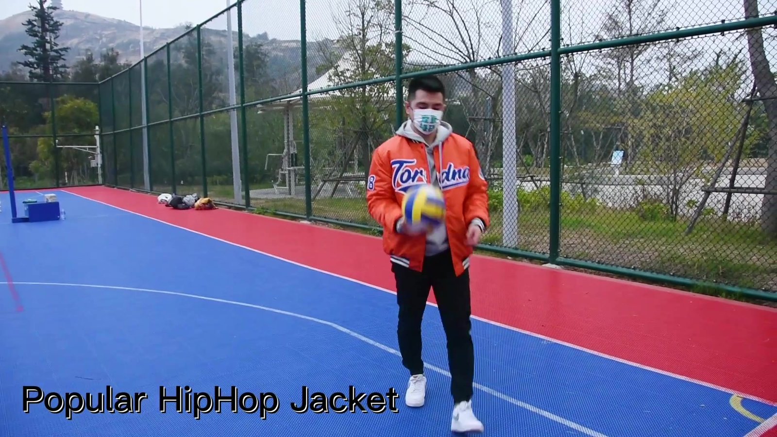 Hip Hop Oversized Varsity Bomber Jacket In Orange – view 7