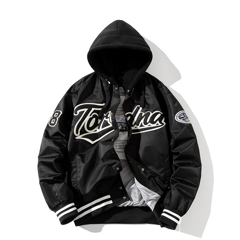Hip Hop Oversized Varsity Bomber Jacket In Orange – view 12