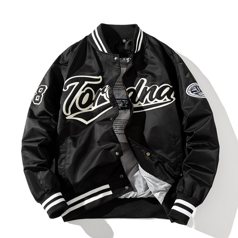 Hip Hop Oversized Varsity Bomber Jacket In Orange – view 13