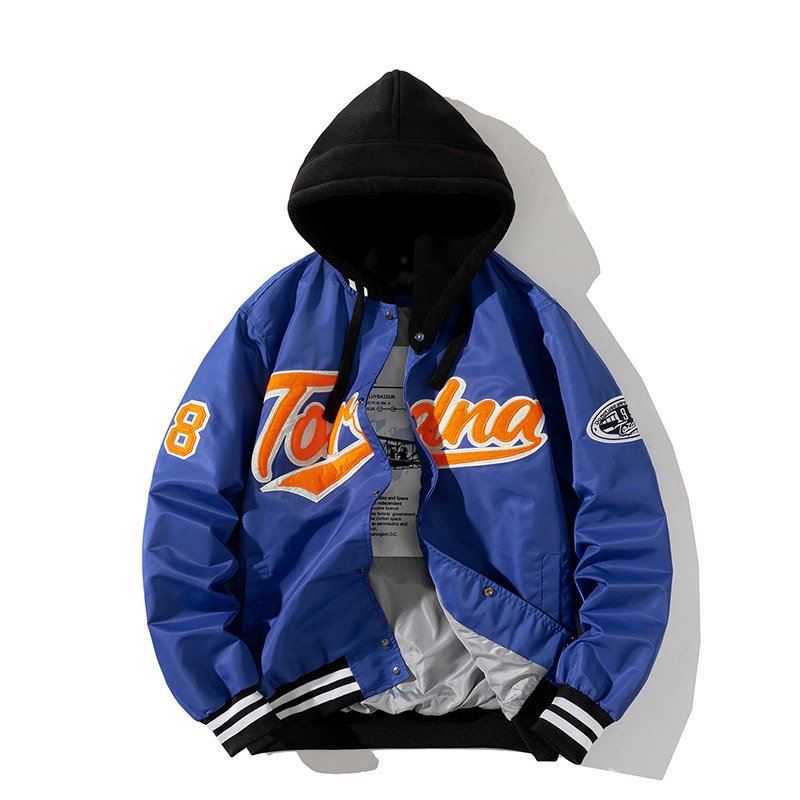 Hip Hop Oversized Varsity Bomber Jacket In Orange – view 14