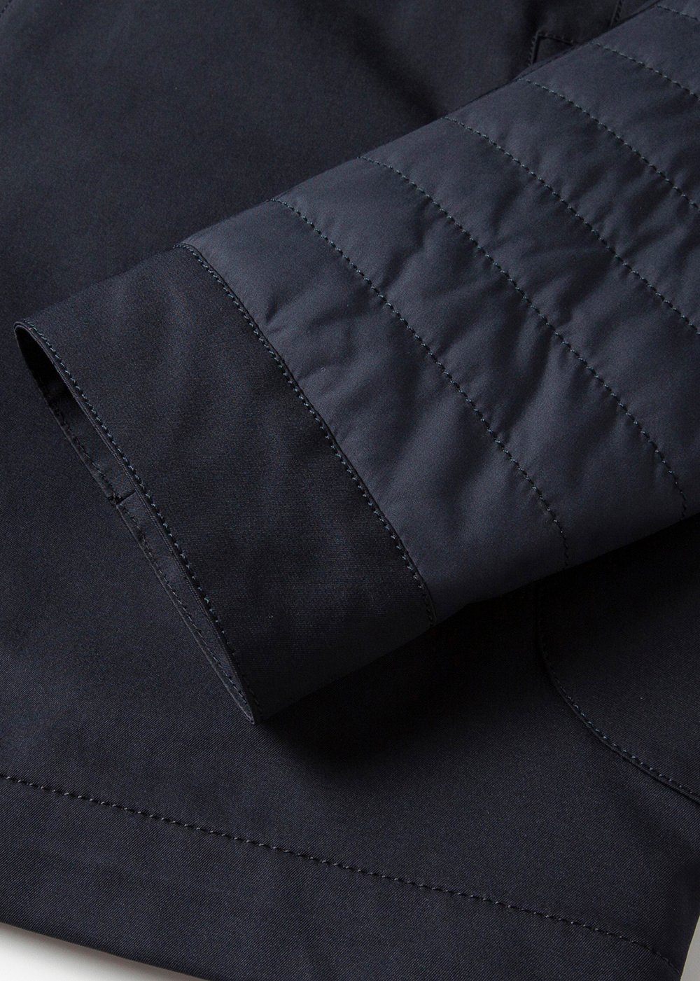 sleeve quilted cotton patch outdoor wear in navy – view 3
