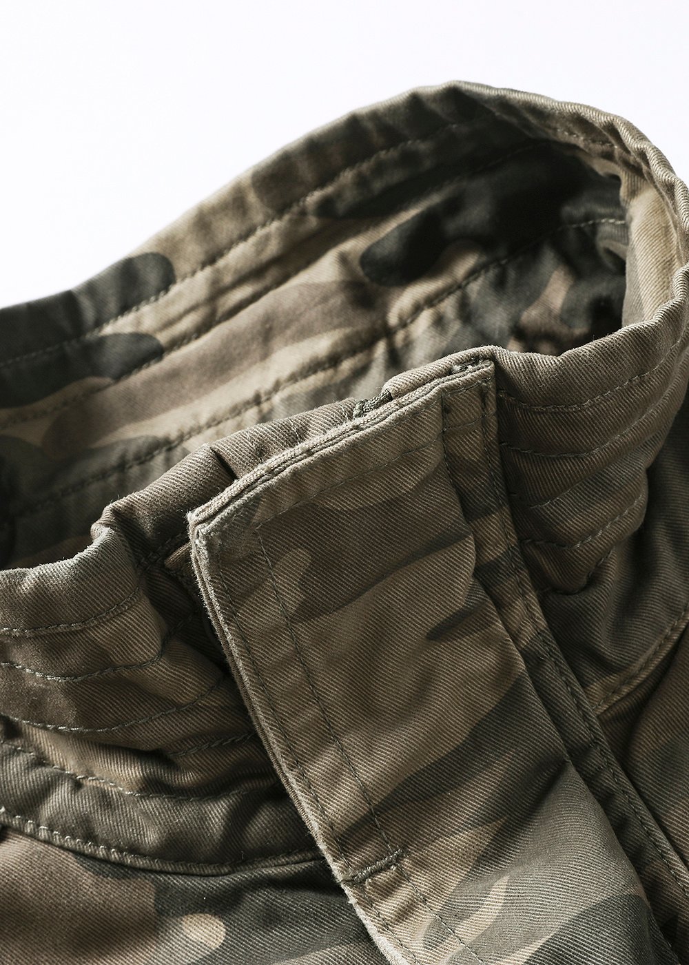 100% cotton washed distressed camouflage jacket
