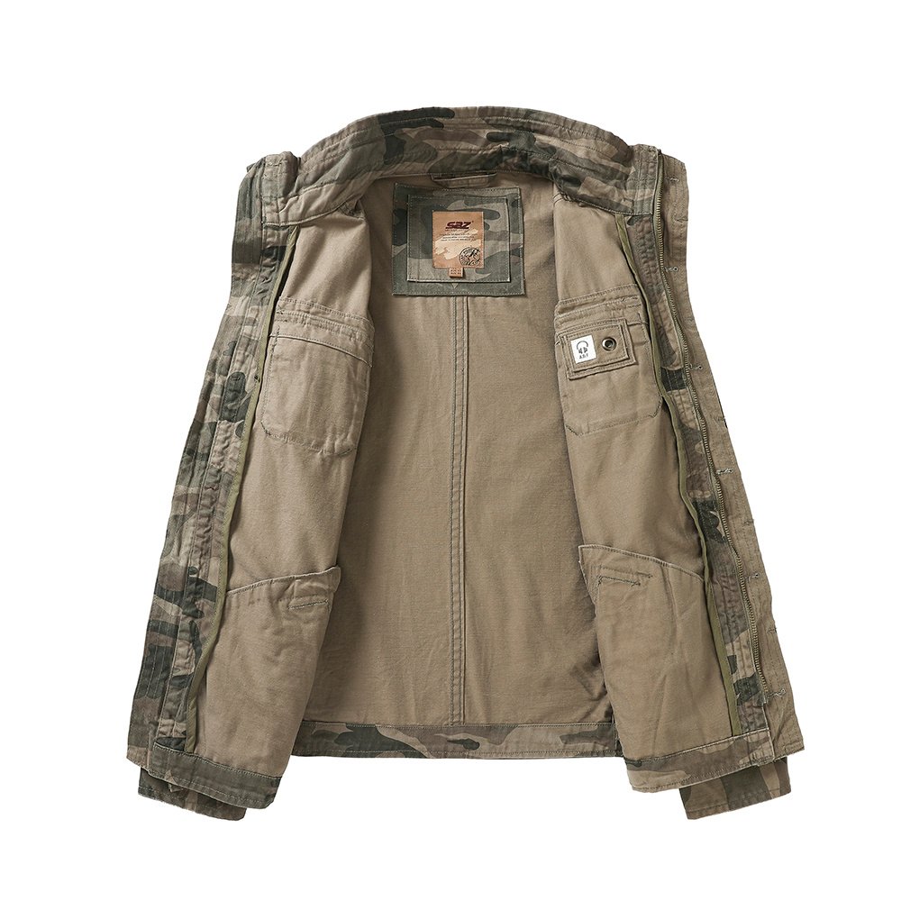 100% cotton washed distressed camouflage jacket – view 7