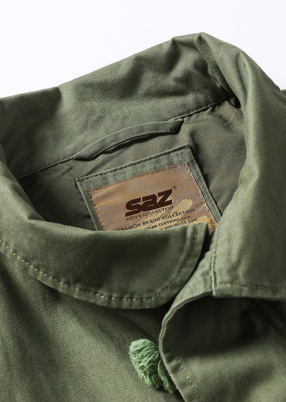 patch pocket cotton olive green trench coat