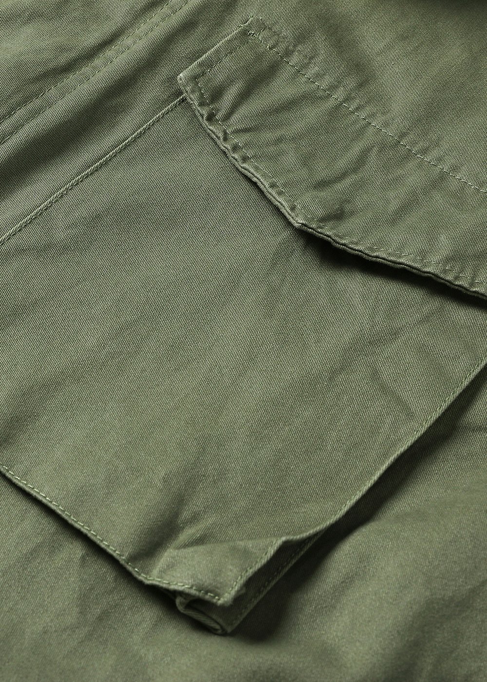 patch pocket cotton olive green trench coat – view 3
