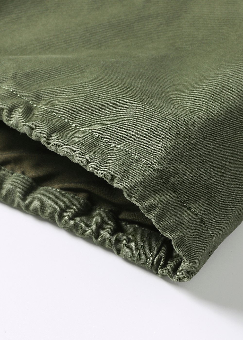 patch pocket cotton olive green trench coat – view 4