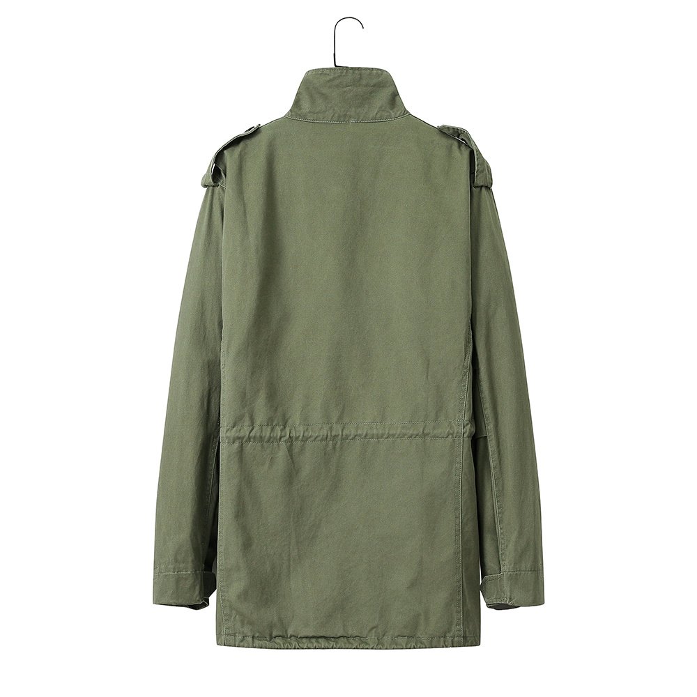 patch pocket cotton olive green trench coat – view 6