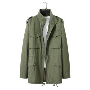 saz-df81205 patch pocket cotton olive green trench coat
