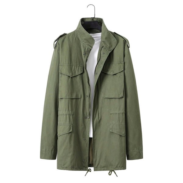 saz-df81205 patch pocket cotton olive green trench coat