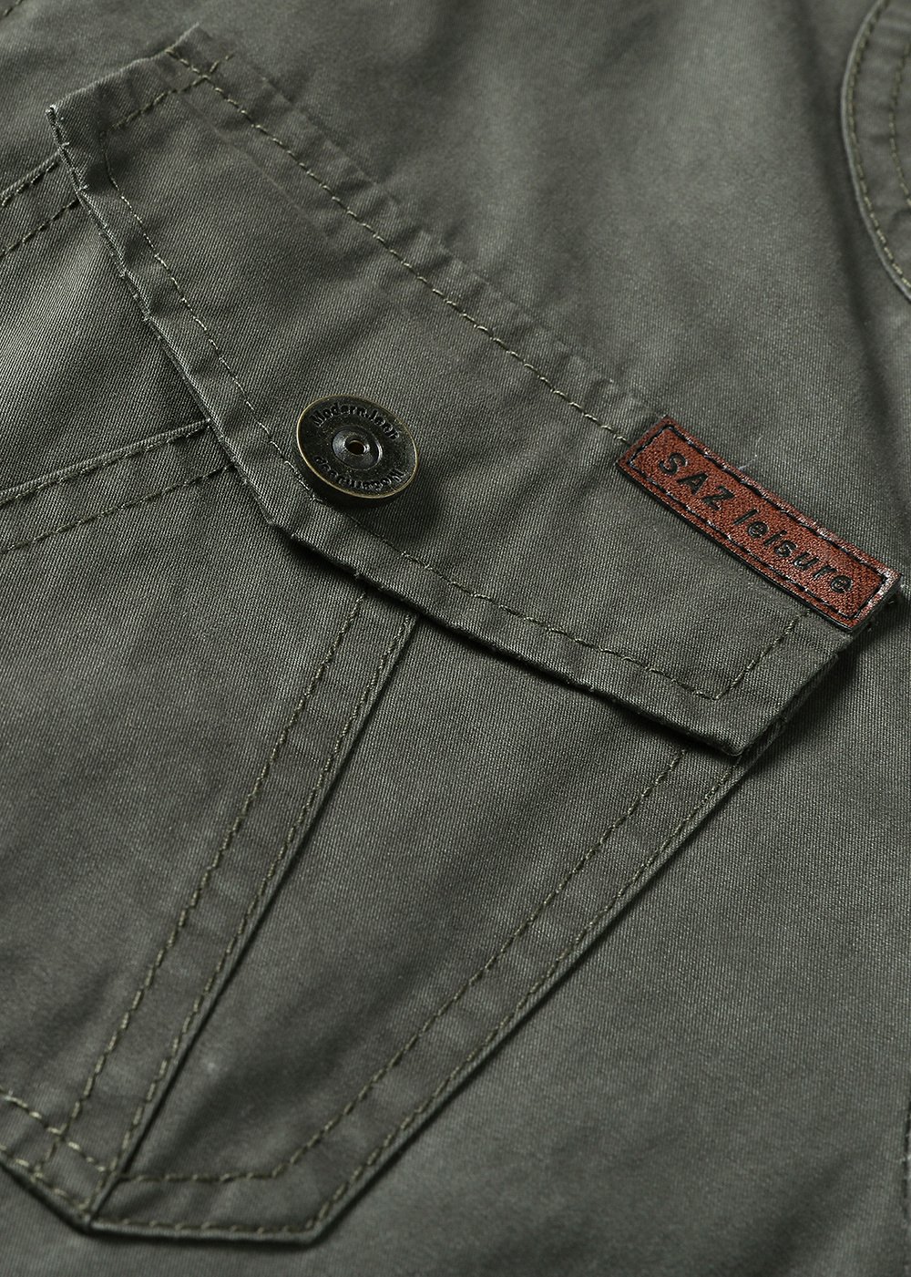 retro washed worker field jacket in military green – view 2