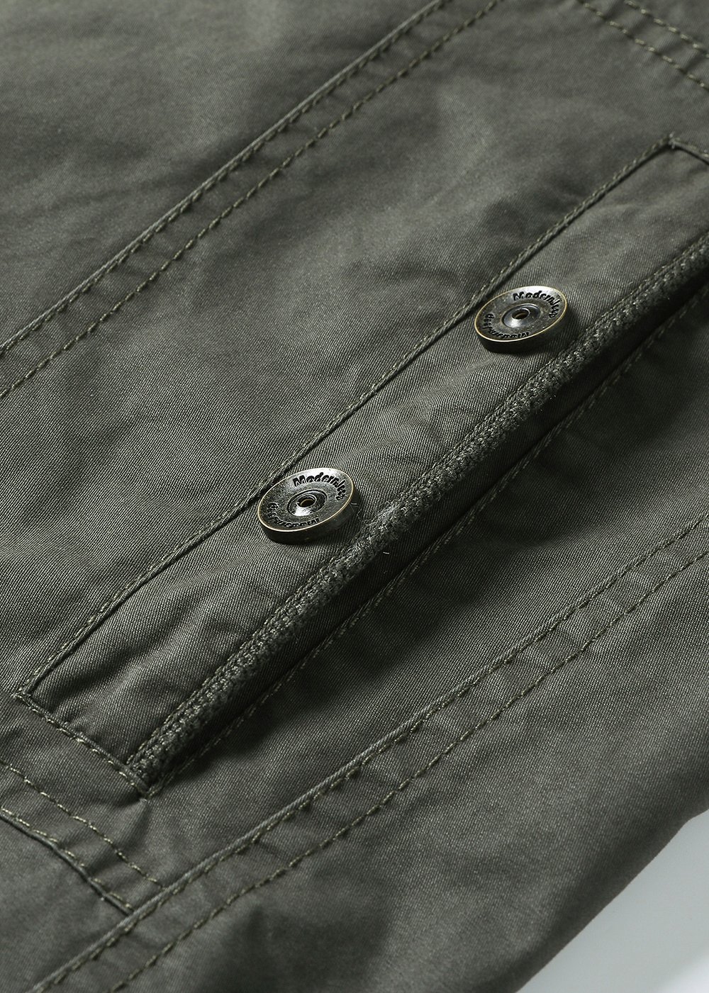 retro washed worker field jacket in military green – view 4