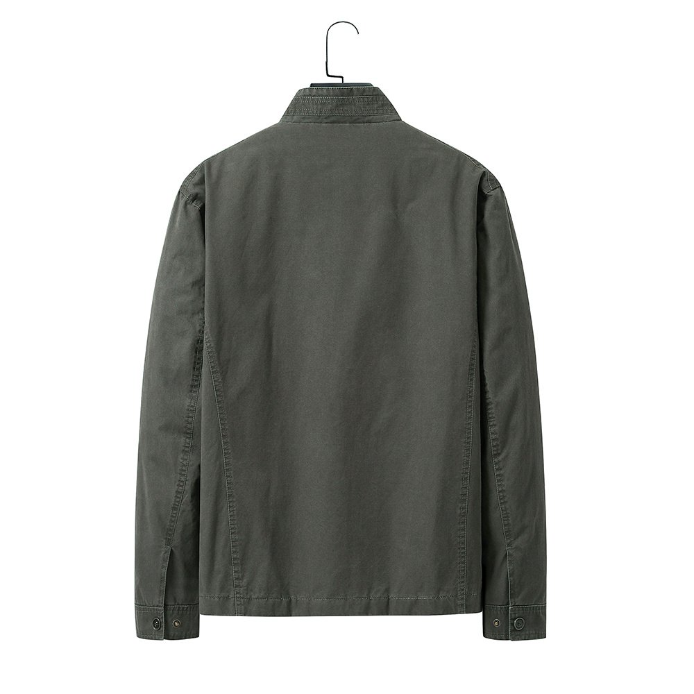 retro washed worker field jacket in military green – view 8