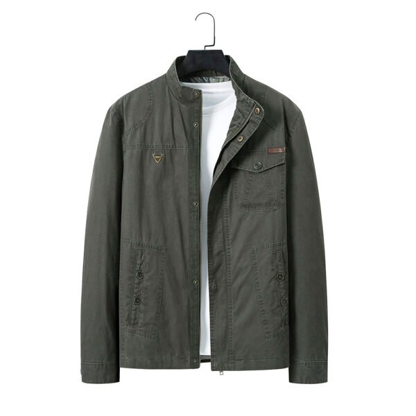 retro washed worker field jacket in military green