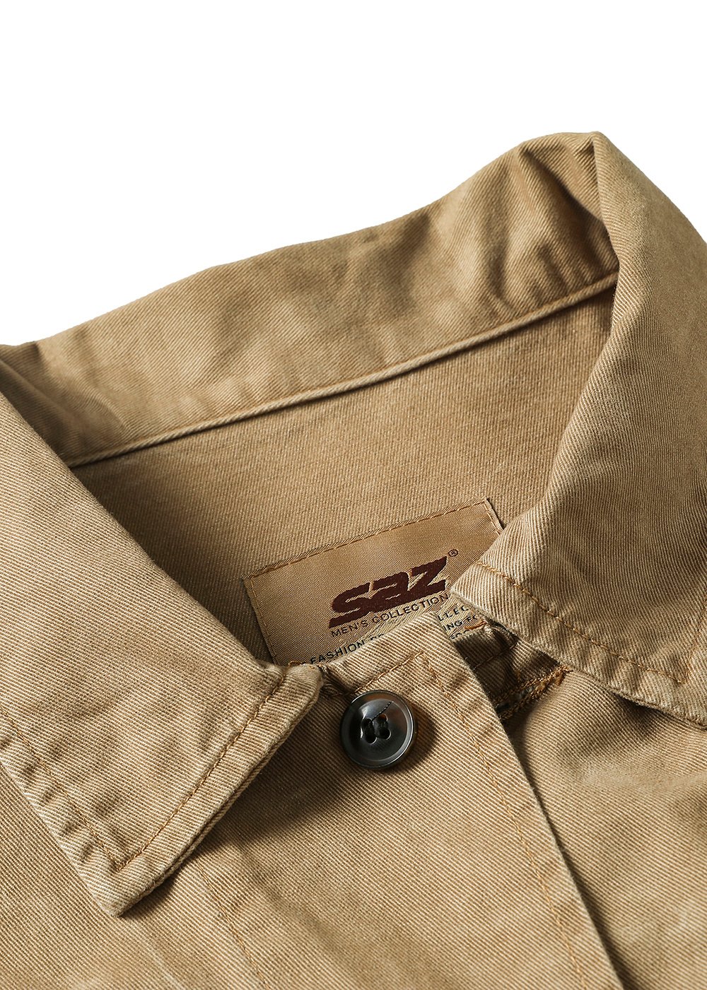 Khaki Multi Pocket Cargo Men's Twill Jacket