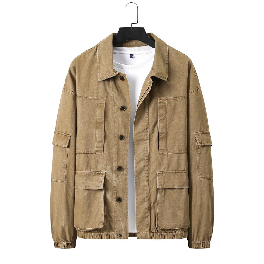 Khaki Multi Pocket Cargo Men's Twill Jacket – view 6