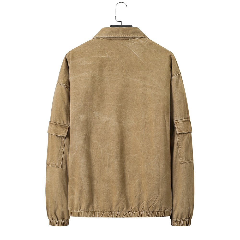 Khaki Multi Pocket Cargo Men's Twill Jacket – view 7