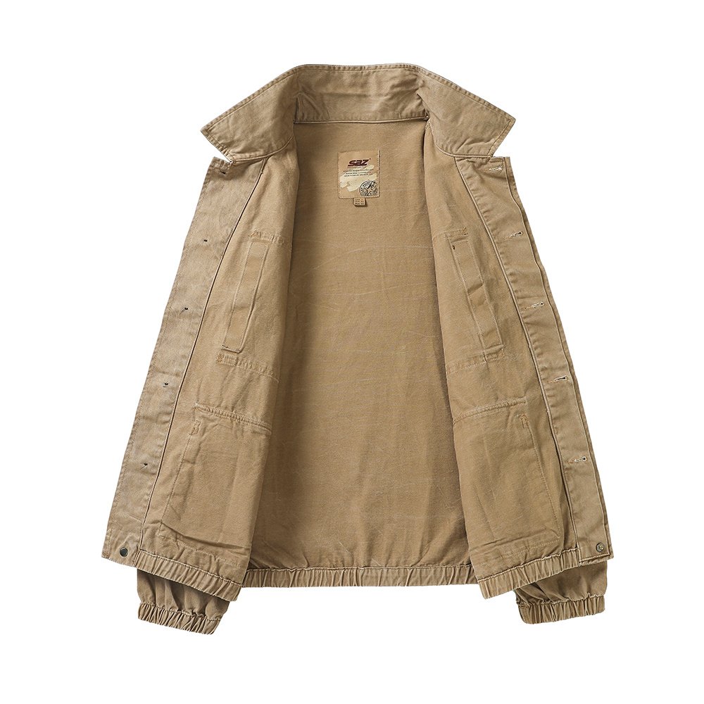 Khaki Multi Pocket Cargo Men's Twill Jacket – view 8