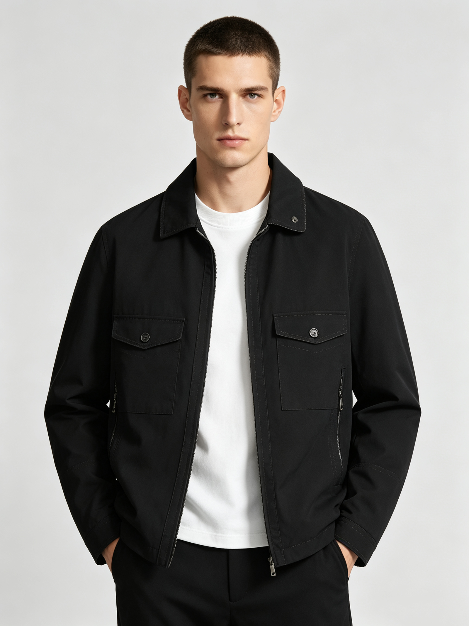Casual Raw Edge Zipper Overshirt – view 5