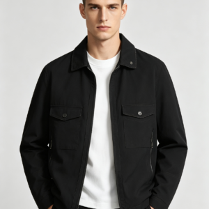Casual Raw Edge Zipper Overshirt
