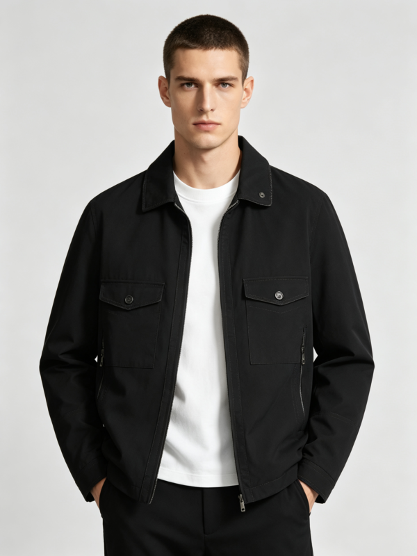 saz-df81211 Casual Raw Edge Zipper Overshirt