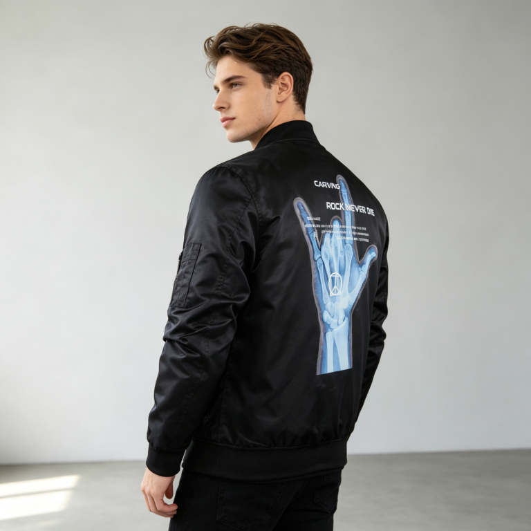 Ma1 Pocket Padded Bomber Jacket With Contrast Lining