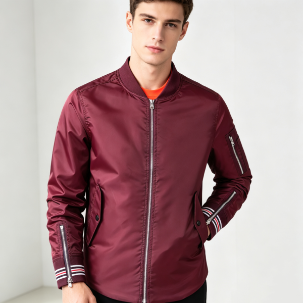 saz-dsf1002 Ma-1 Slim Fit Essential Bomber Jacket In Red