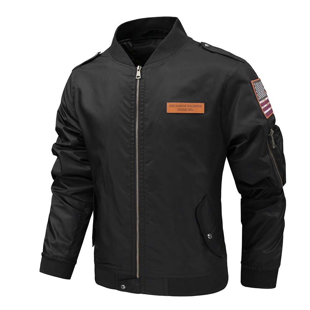 Oversized Custom Leather Badge Vintage Bomber Jackets – view 11