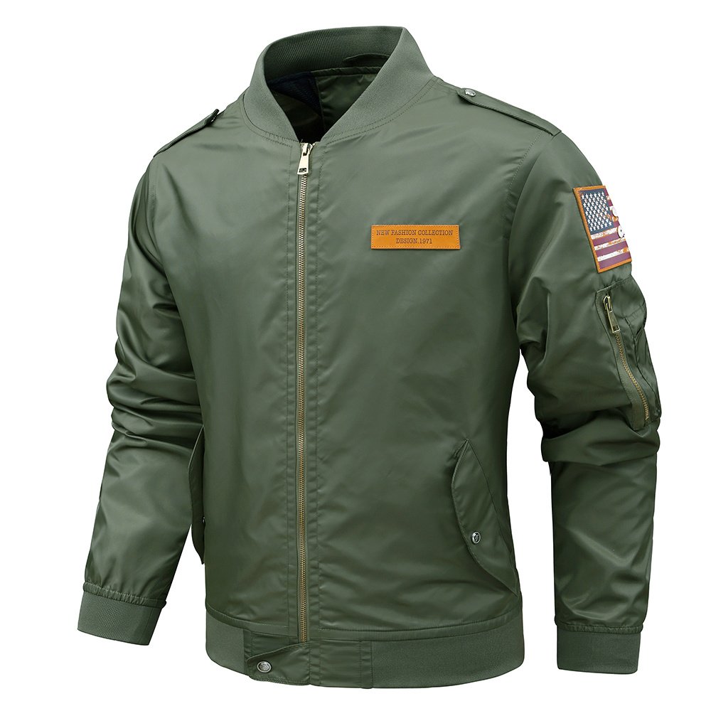 Oversized Custom Leather Badge Vintage Bomber Jackets – view 13