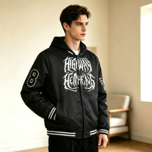 saz-dw23202 Printing Nylon Varsity Jacket With Detachable Hood