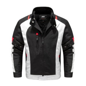 saz-jl-20106-04 casual Water-resistant color blocked motorcycle jacket