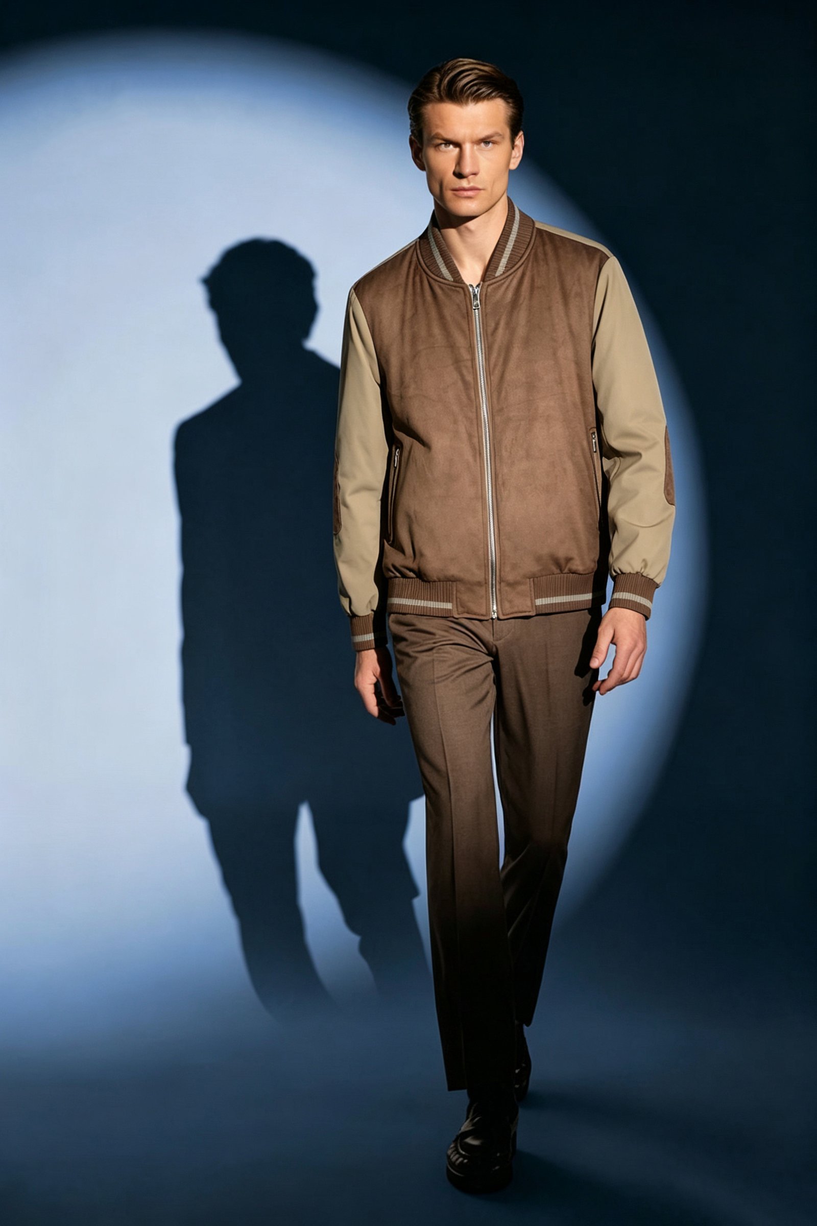 Regular Fit Suede-Effect Jacket Men Color-Blocked – view 3