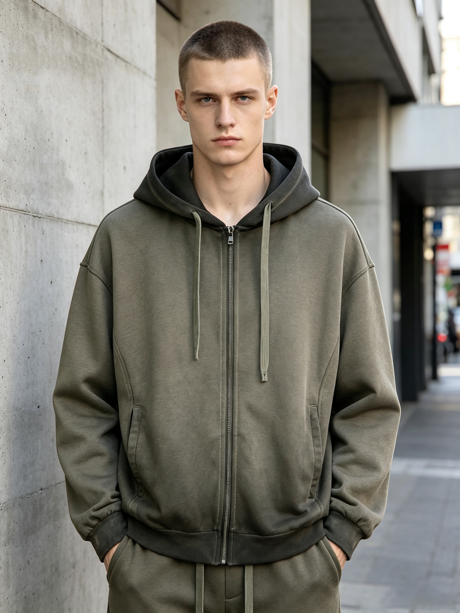 Dirty-Wash Dye Sweat Zip Hoodies
