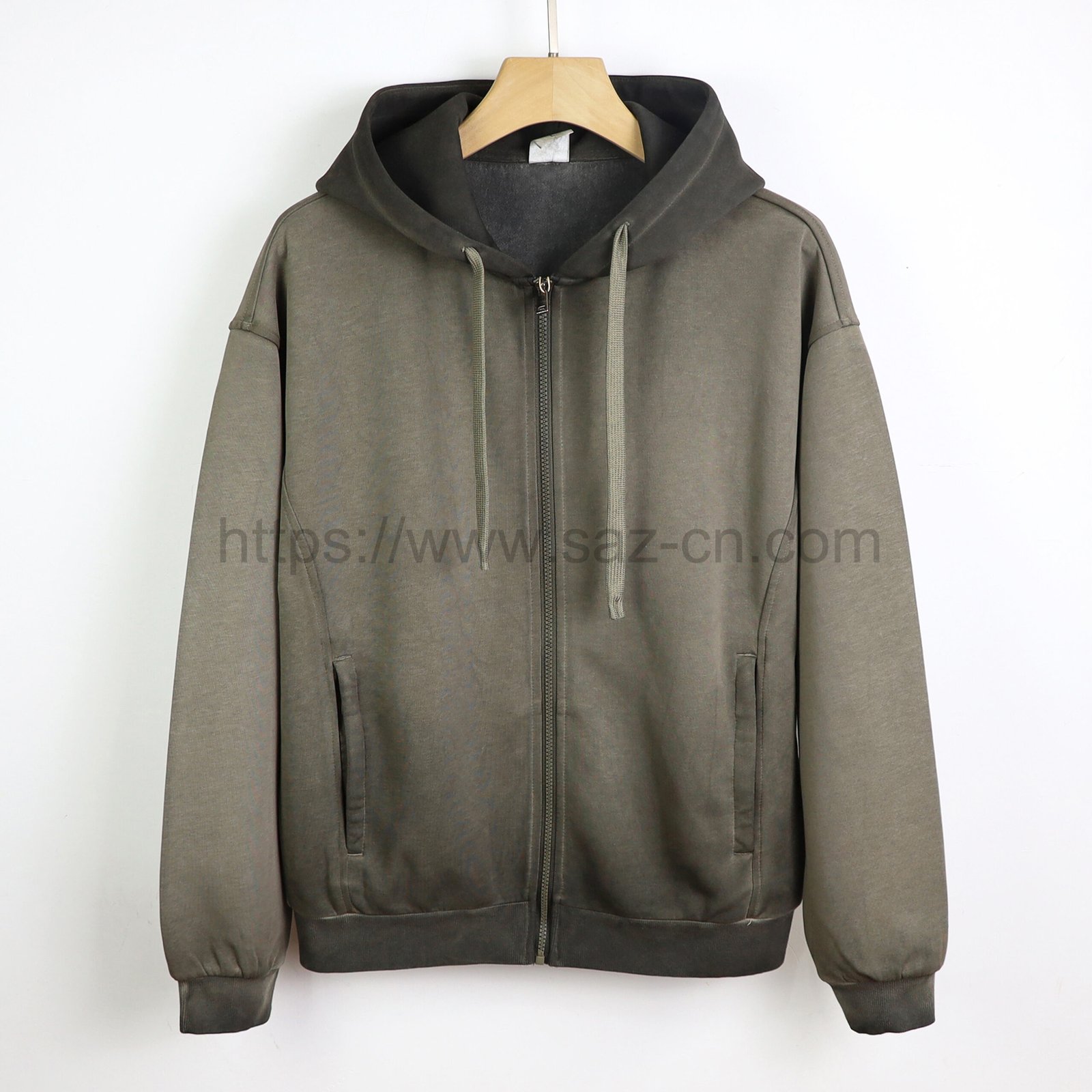 Dirty-Wash Dye Sweat Zip Hoodies – view 2