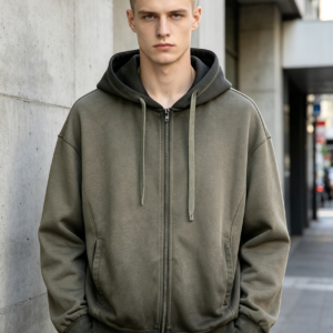 saz-r8873 Dirty-Wash Dye Sweat Zip Hoodies