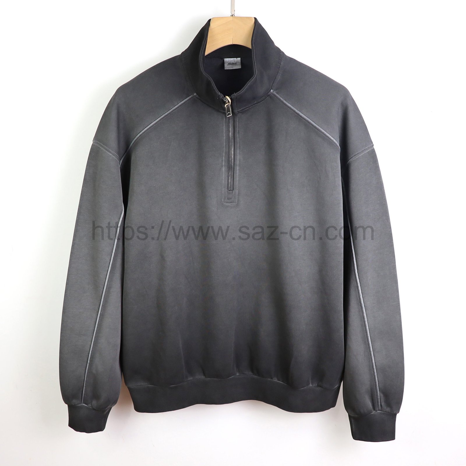 Drop Shoulder Tie-Dye Washed Quarter Zip Up Sweatshirts Premium Streetwear – view 2