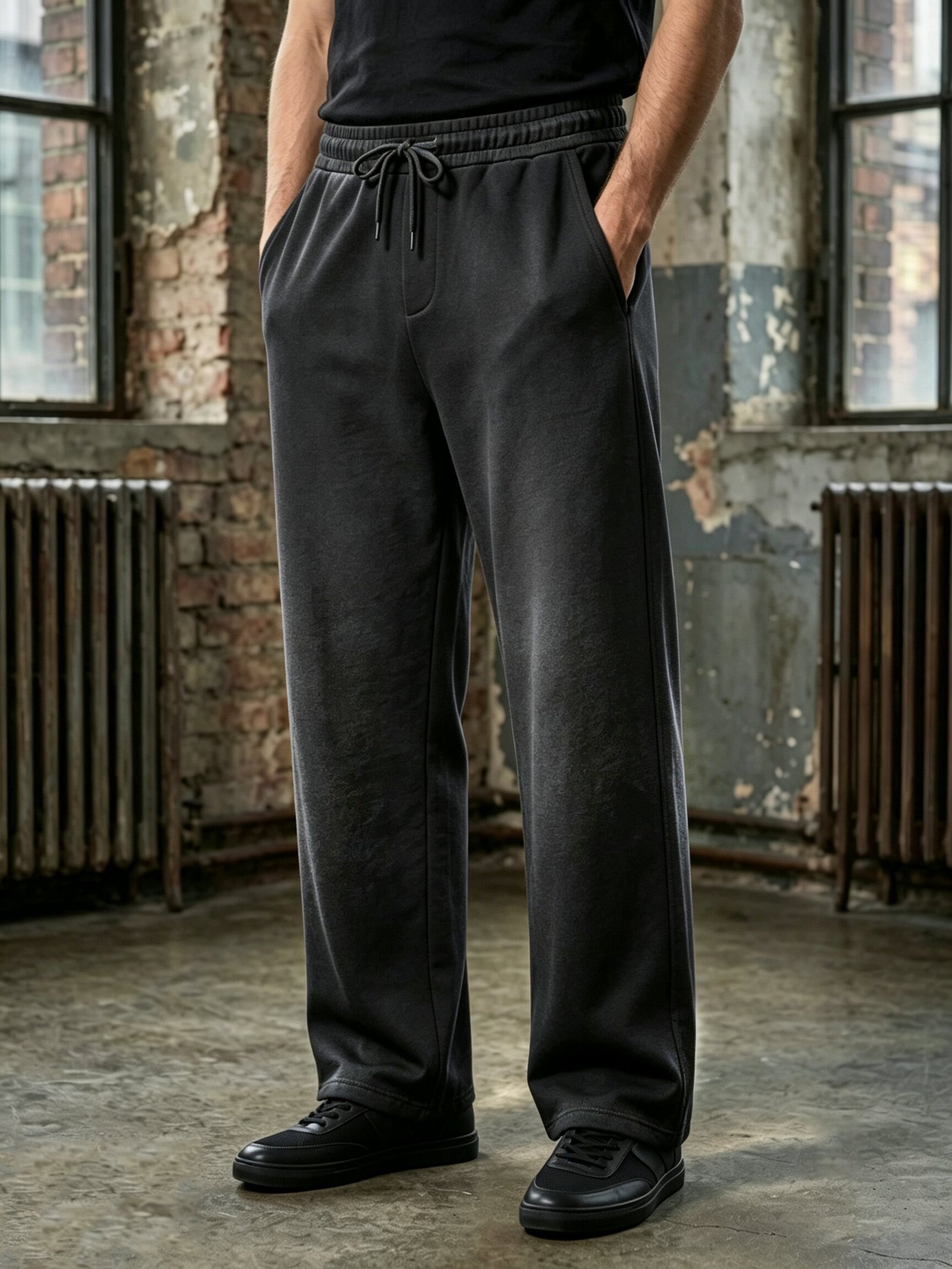 Men's Casual Basic Fade Joggers in Black